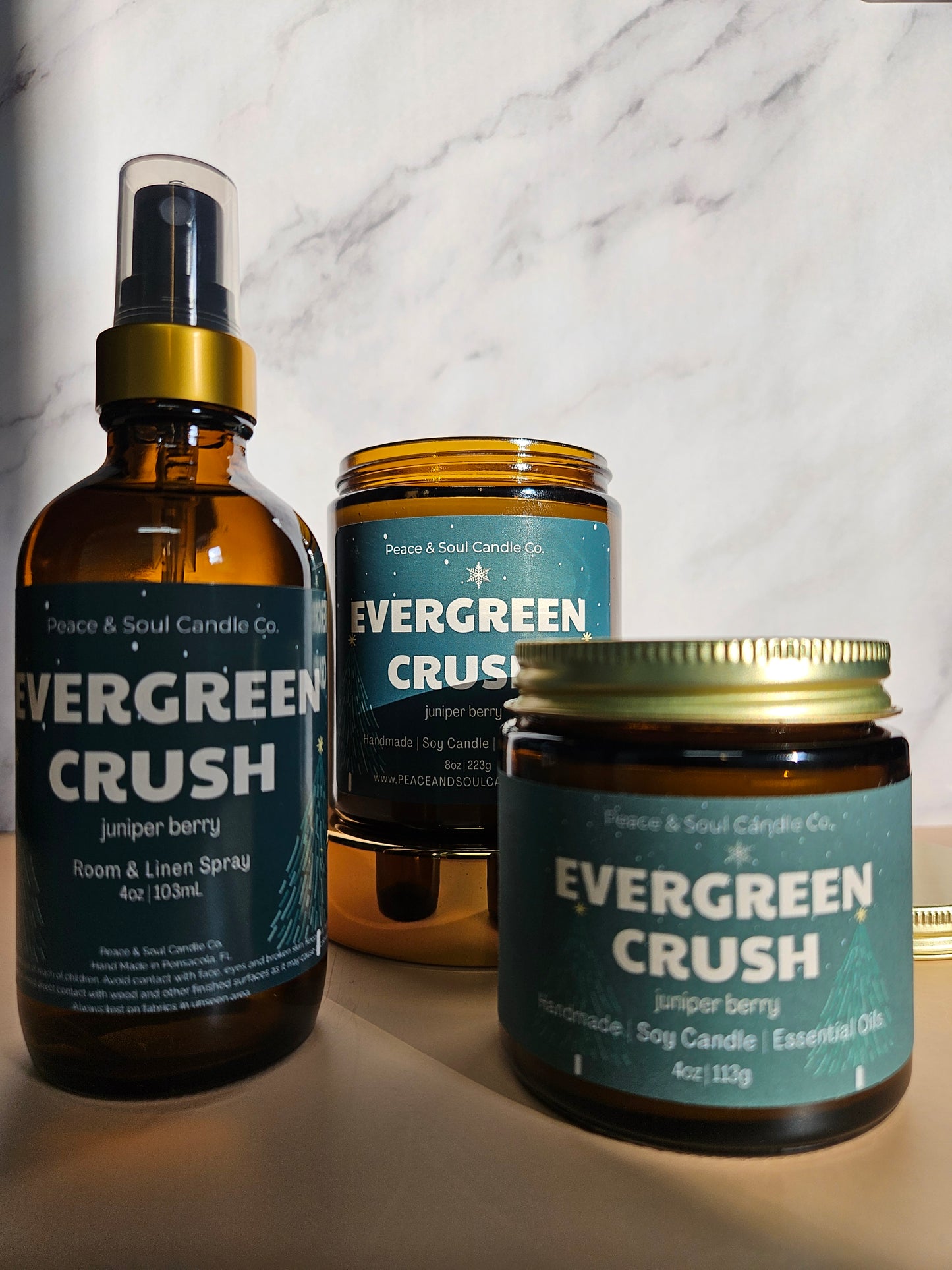 Evergreen Crush Candle, Room Spray + Mini Bundle