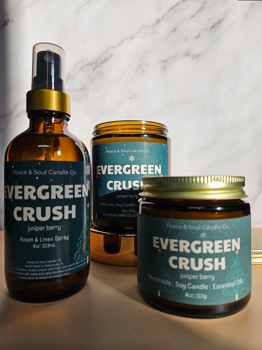 Evergreen Crush Candle, Room Spray + Mini Bundle